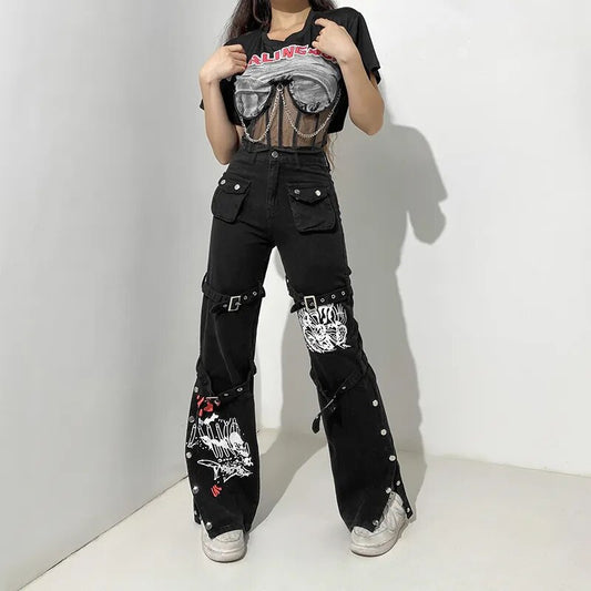 Gothic Black Cargo Pants