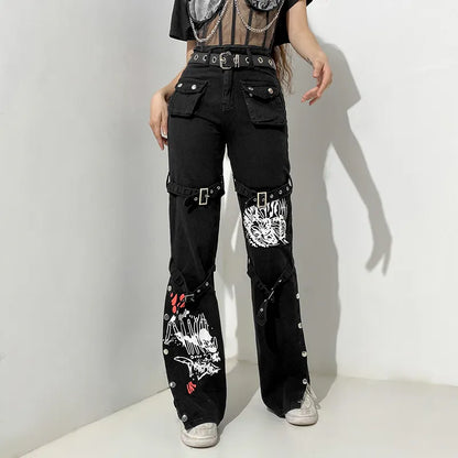 Gothic Black Cargo Pants