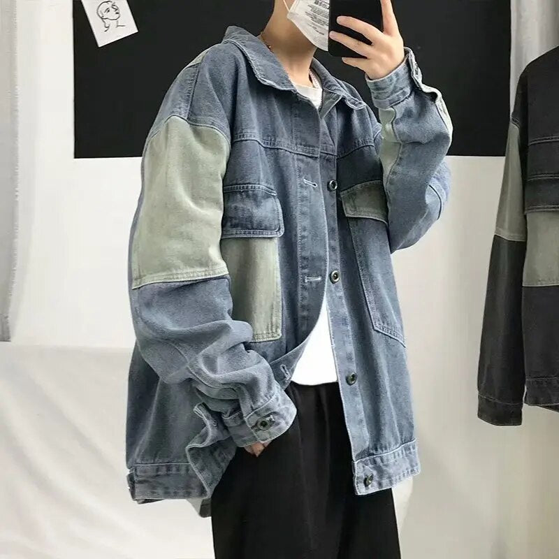 Denim Jacket Patched Oversized