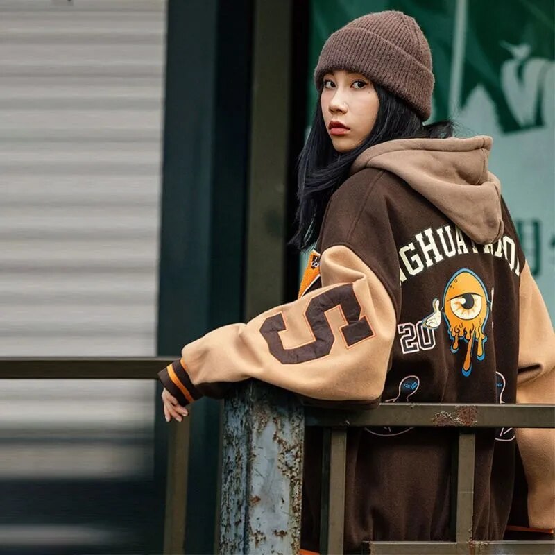 Streetwear Parody Flocking Baseball Uniform Coat