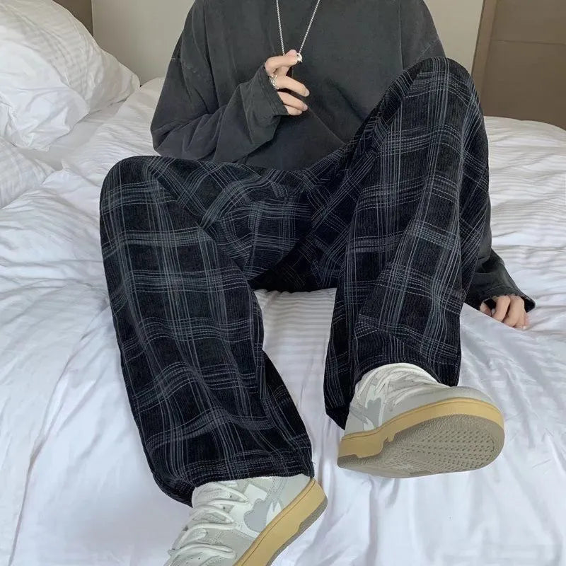 Checkered Casual Pants Loose