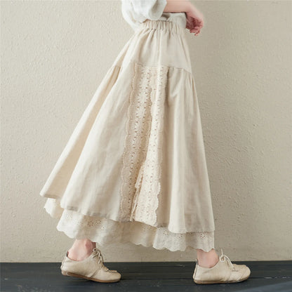 Cotton Linen Long Skirts Vintage