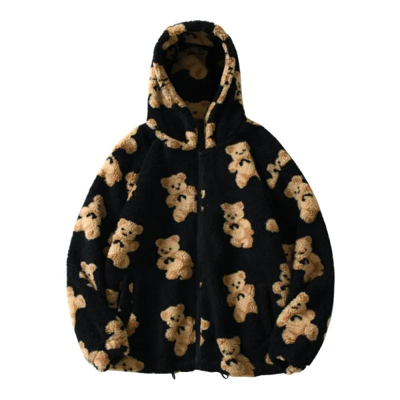 Cartoon Heart Bear Zip Up Hoodies