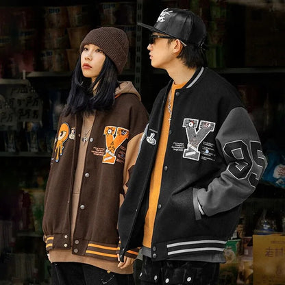 Streetwear Parody Flocking Baseball Uniform Coat