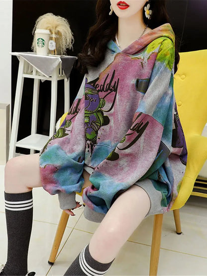 Tie Dye Hoodie Loose Long Sleeve