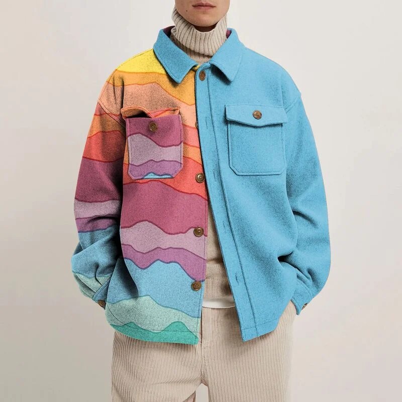 Winter Printed Turn-down Collar Jacket