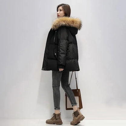 Winter Jacket Fur Collar Hooded