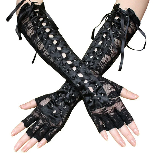 Floral Lace Elbow Length Gloves