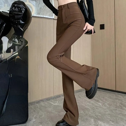 High Waist Solid Office Trousers