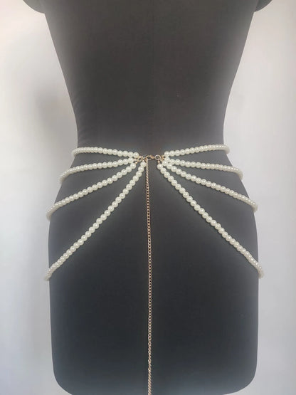 Jewelry Multilayer Pearl Waist Chain