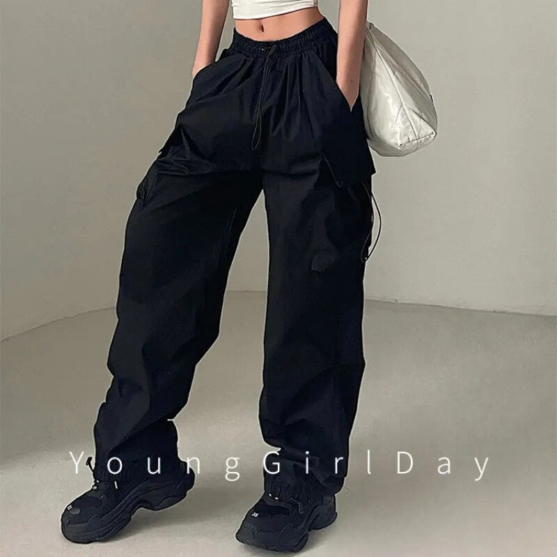 Elastic High Waist Drawstring Pants