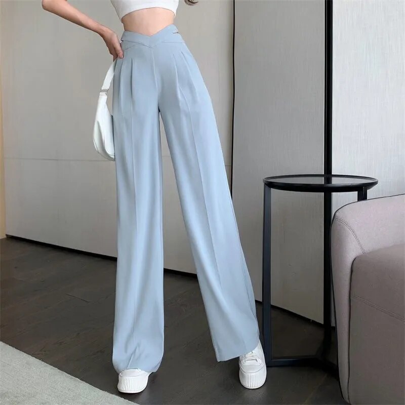 Hollow Out High Waist Straight Pants