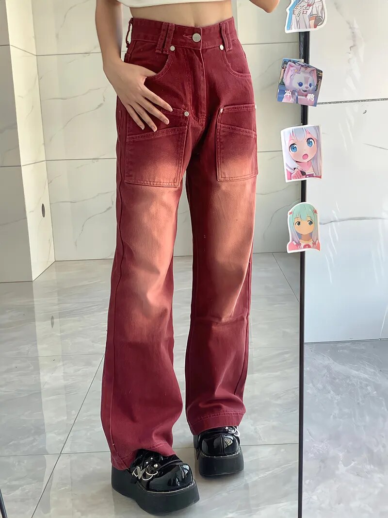 Streetwear Baggy Red Jeans