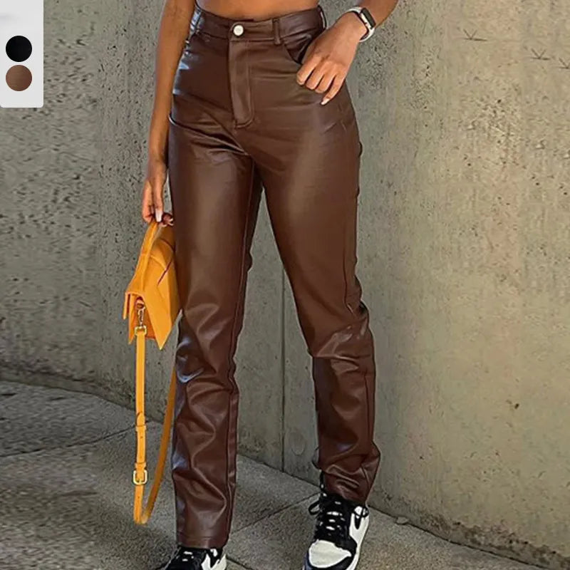 Pu Leather Pants Wide Leg Trousers