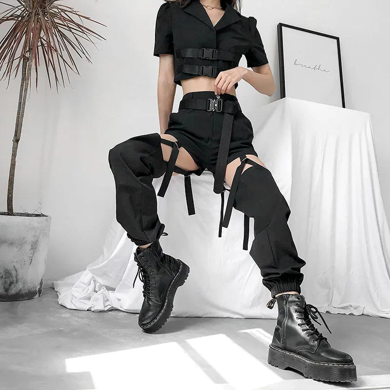 Streetwear High Waist Cargo Pants Detachable