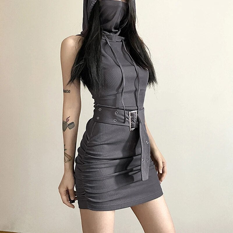 Grunge Hooded Mini Dress