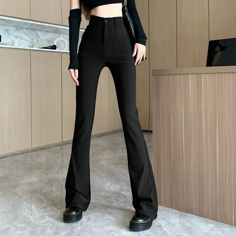 High Waist Solid Office Trousers