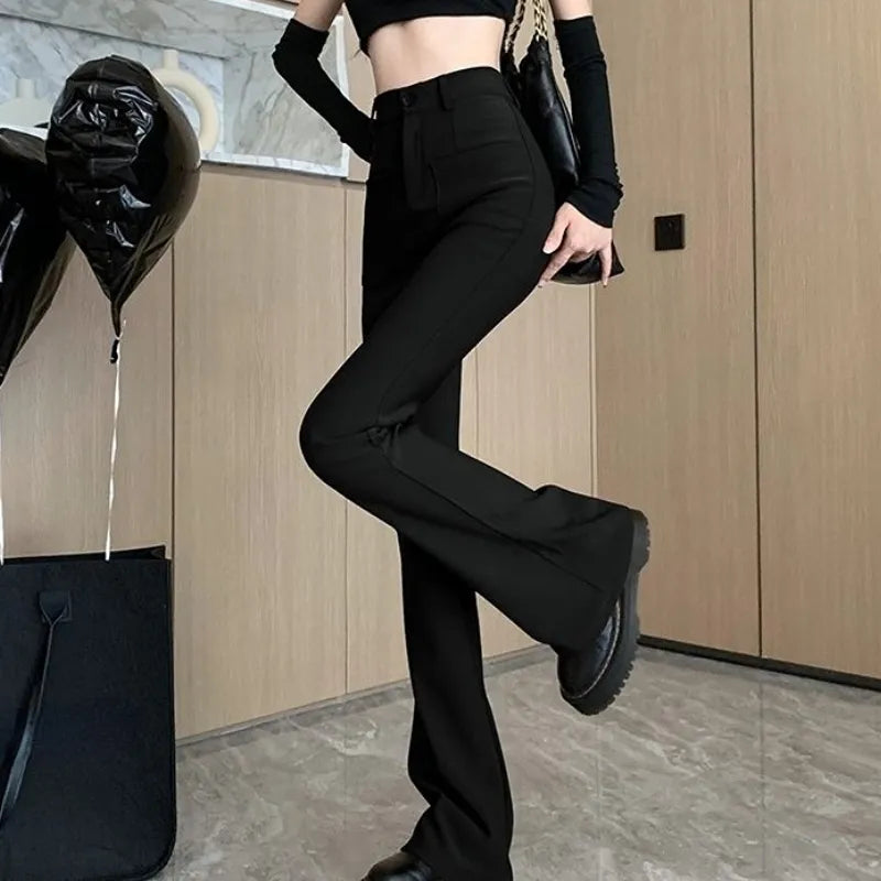 High Waist Solid Office Trousers