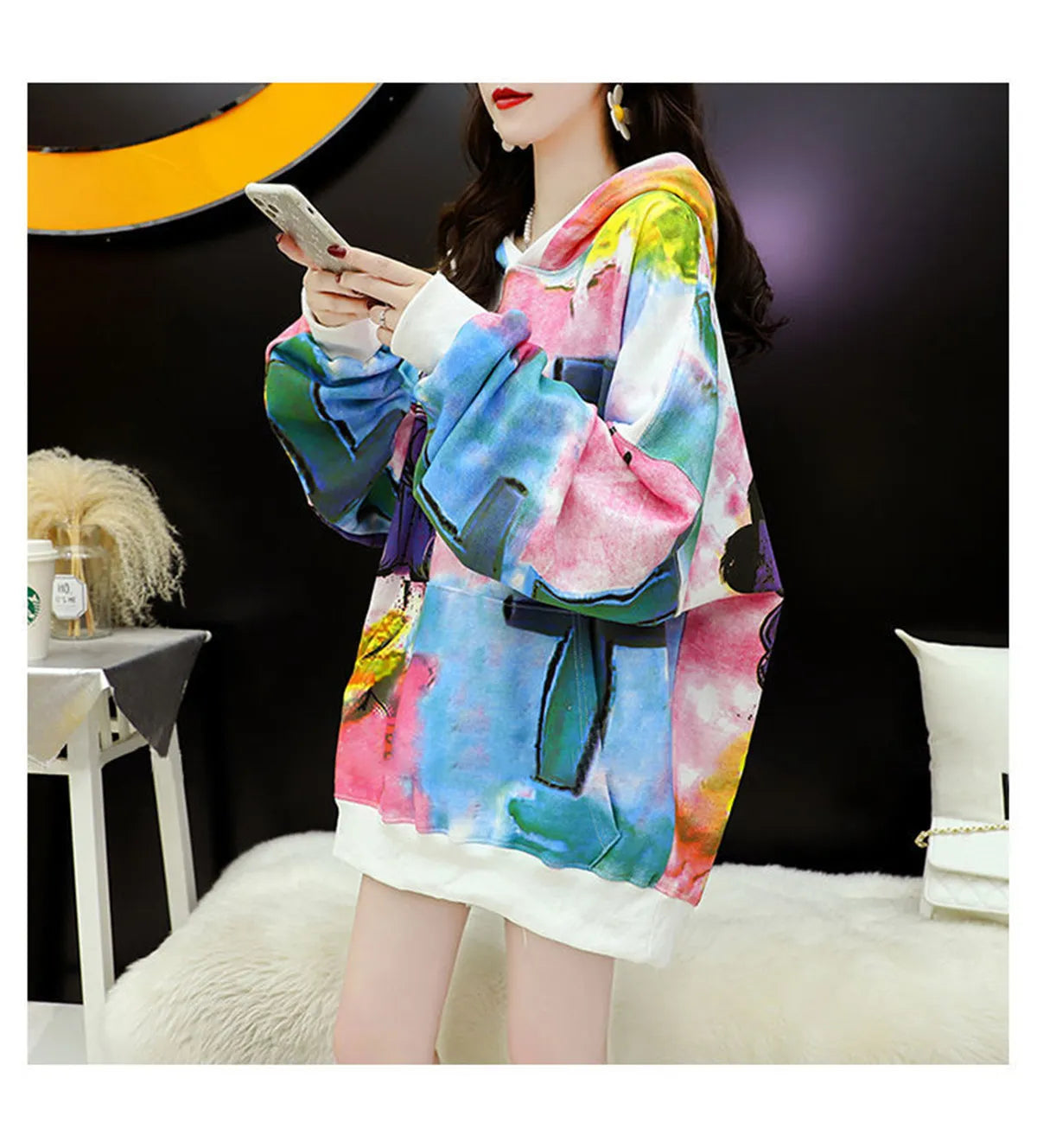 Tie Dye Hoodie Loose Long Sleeve