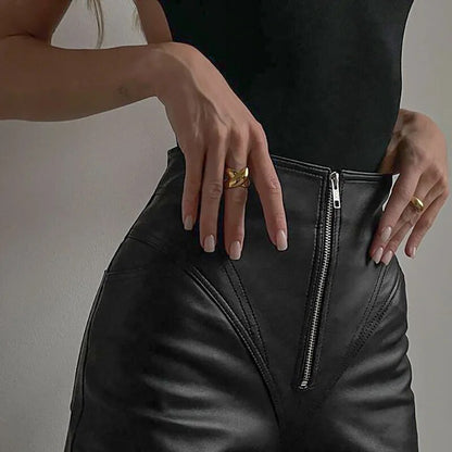 Faux Leather High-Waisted Pants