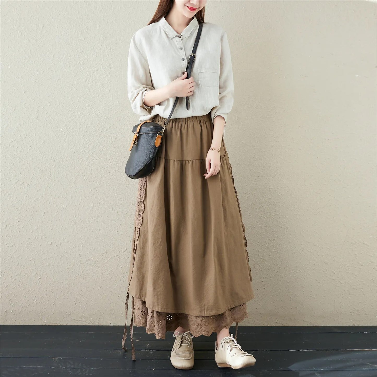 Cotton Linen Long Skirts Vintage