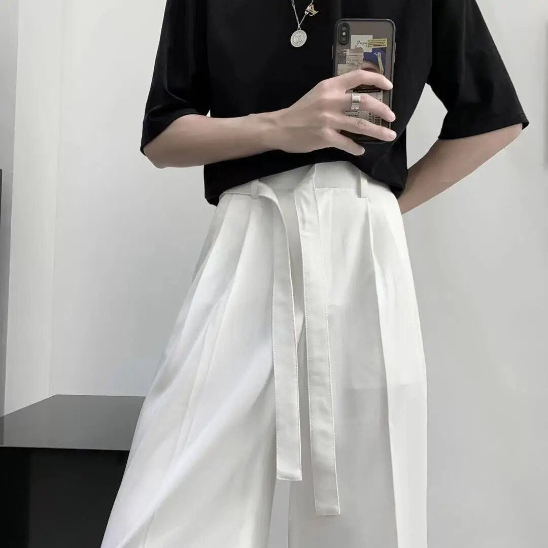 Belted Harajuku Suit Pants Elegant