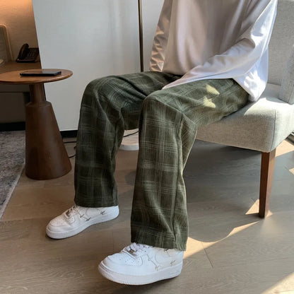 Checkered Casual Pants Loose