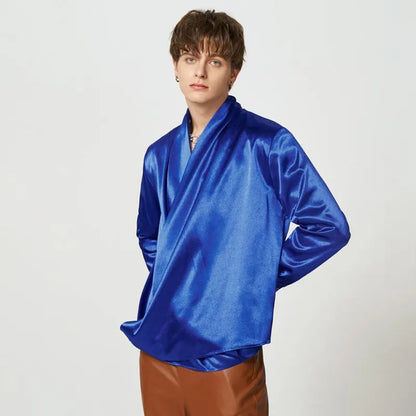 Solid Color Satin V Neck Camisa