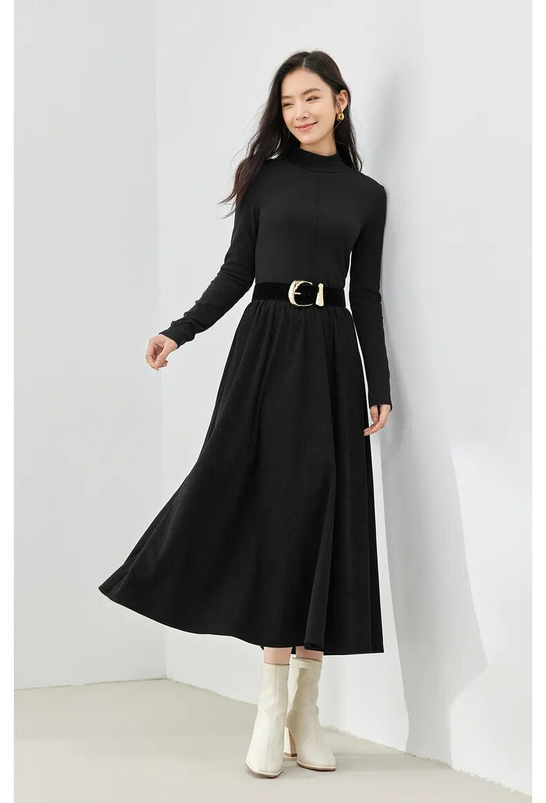 Slim Waist Winter Dress Long Sleeve