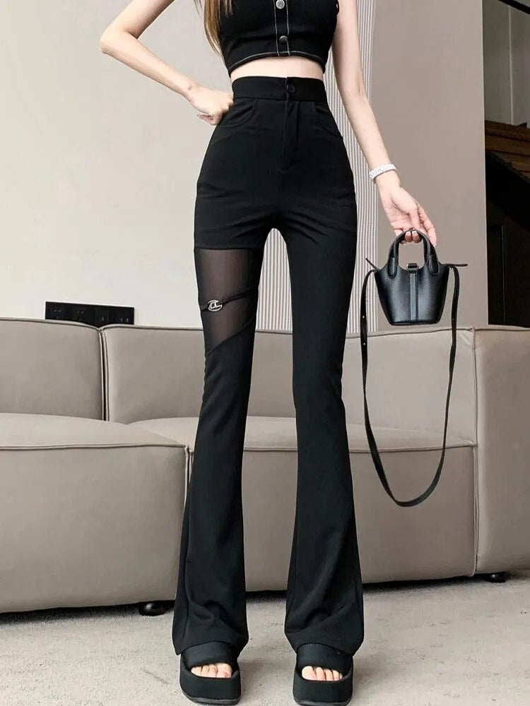 High Waisted Flared Pants Chic Slim