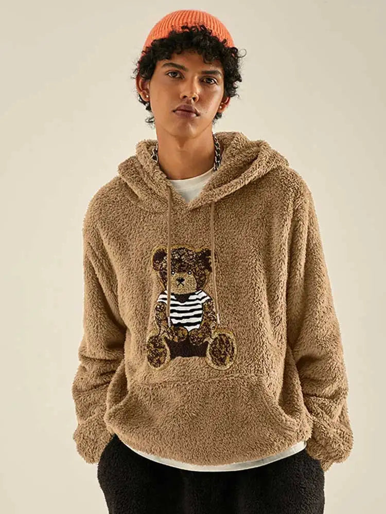 Fluffy Teddy Bear Pattern Hoodie