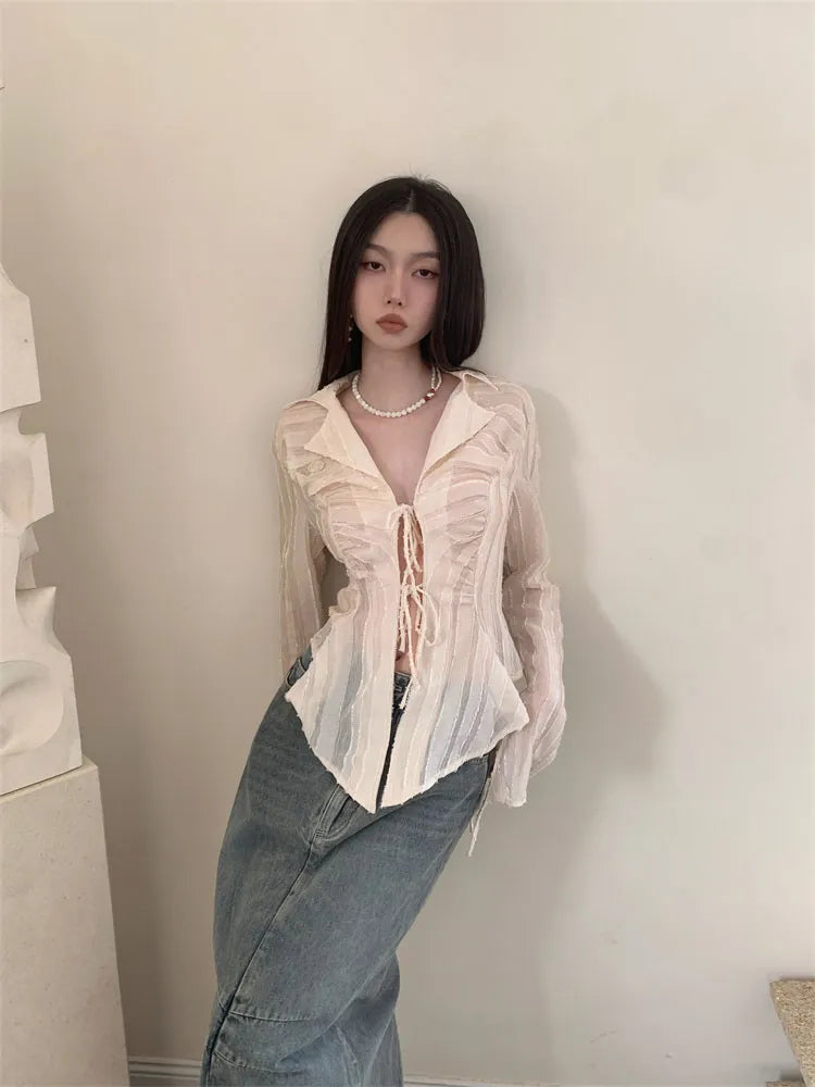 Fairycore Lace-Up Blouse