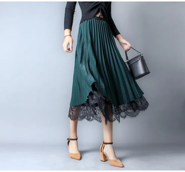 Vintage Lace Gauze Women's Skirt Elegant Loose