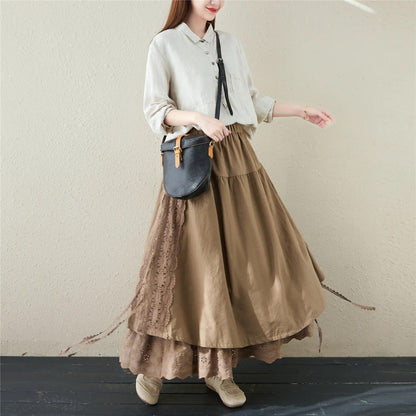 Cotton Linen Long Skirts Vintage