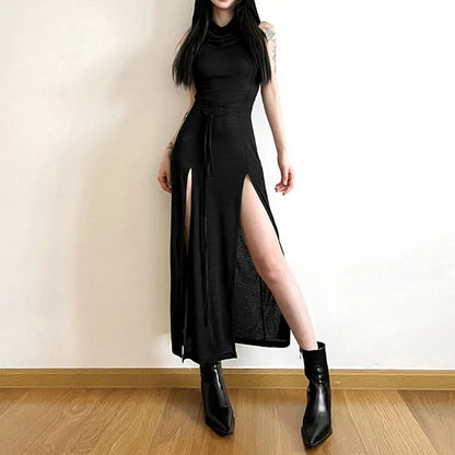 Dark Cyber Gothic Hooded Dresses