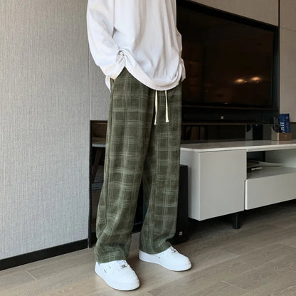 Checkered Casual Pants Loose