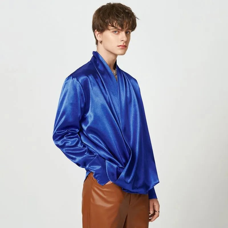 Solid Color Satin V Neck Camisa