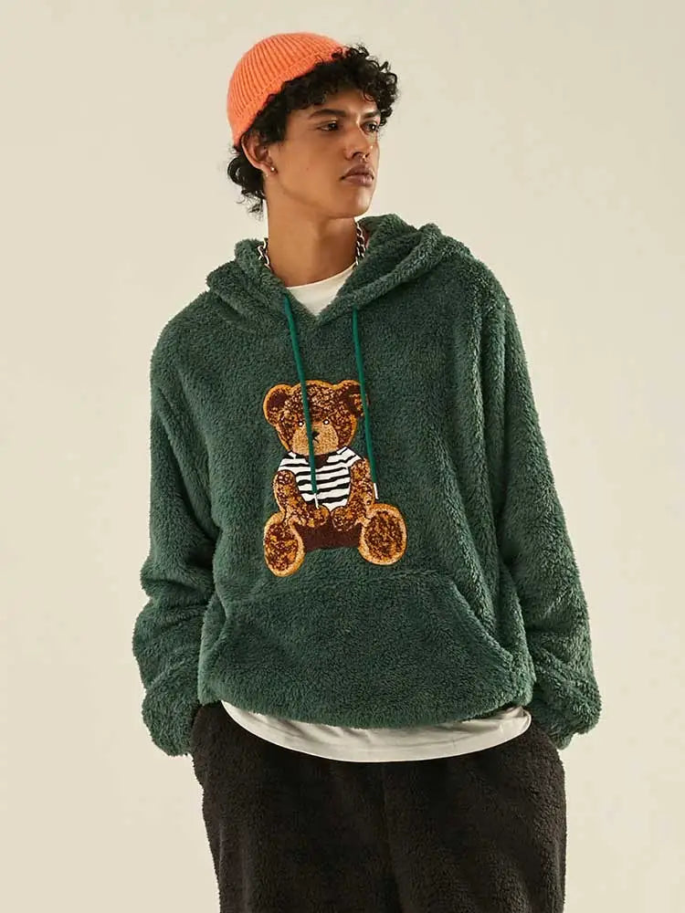 Fluffy Teddy Bear Pattern Hoodie