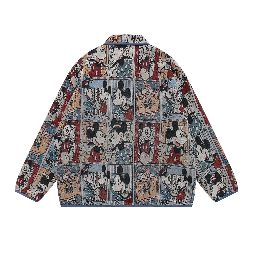 Cartoon Jacquard  Loose Vintage Coat