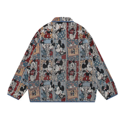 Cartoon Jacquard  Loose Vintage Coat