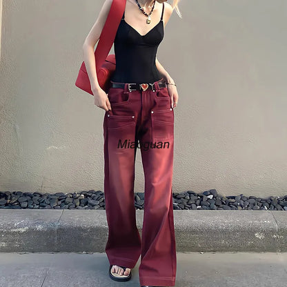 Streetwear Baggy Red Jeans