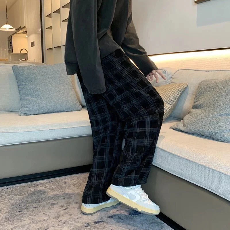 Checkered Casual Pants Loose