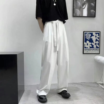 Belted Harajuku Suit Pants Elegant