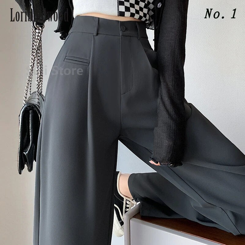 High Waist Drooping Wide-Leg Pants