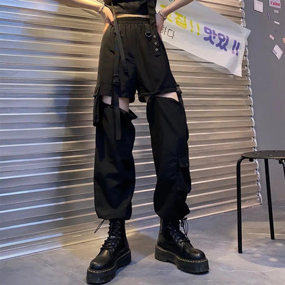 Streetwear High Waist Cargo Pants Detachable