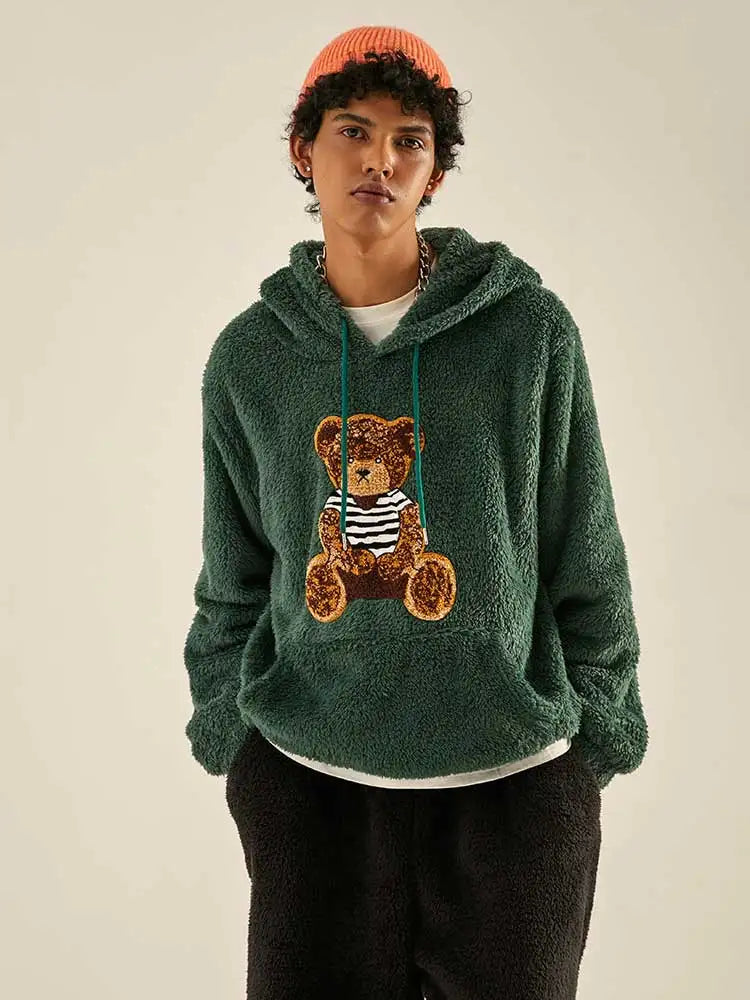 Fluffy Teddy Bear Pattern Hoodie