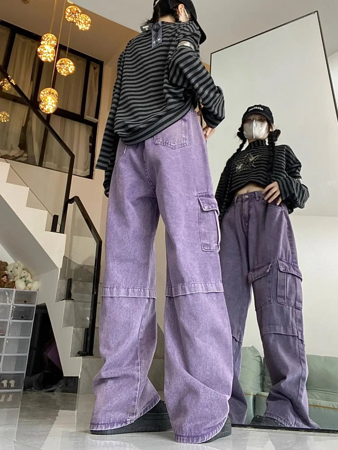 Purple Retro Cargo Pants