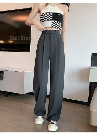 High Waist Drooping Wide-Leg Pants