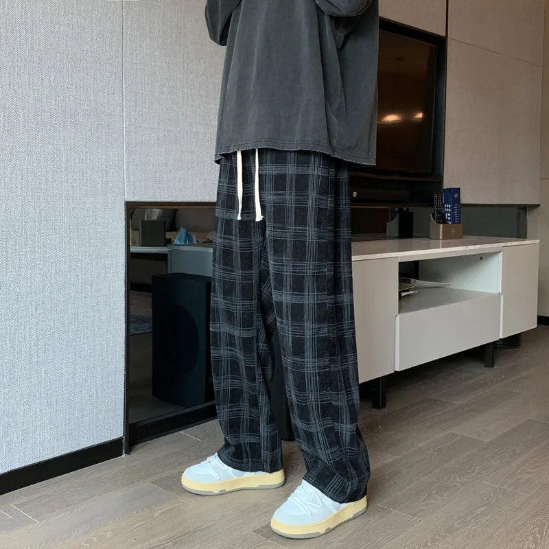 Checkered Casual Pants Loose