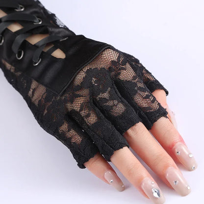 Floral Lace Elbow Length Gloves